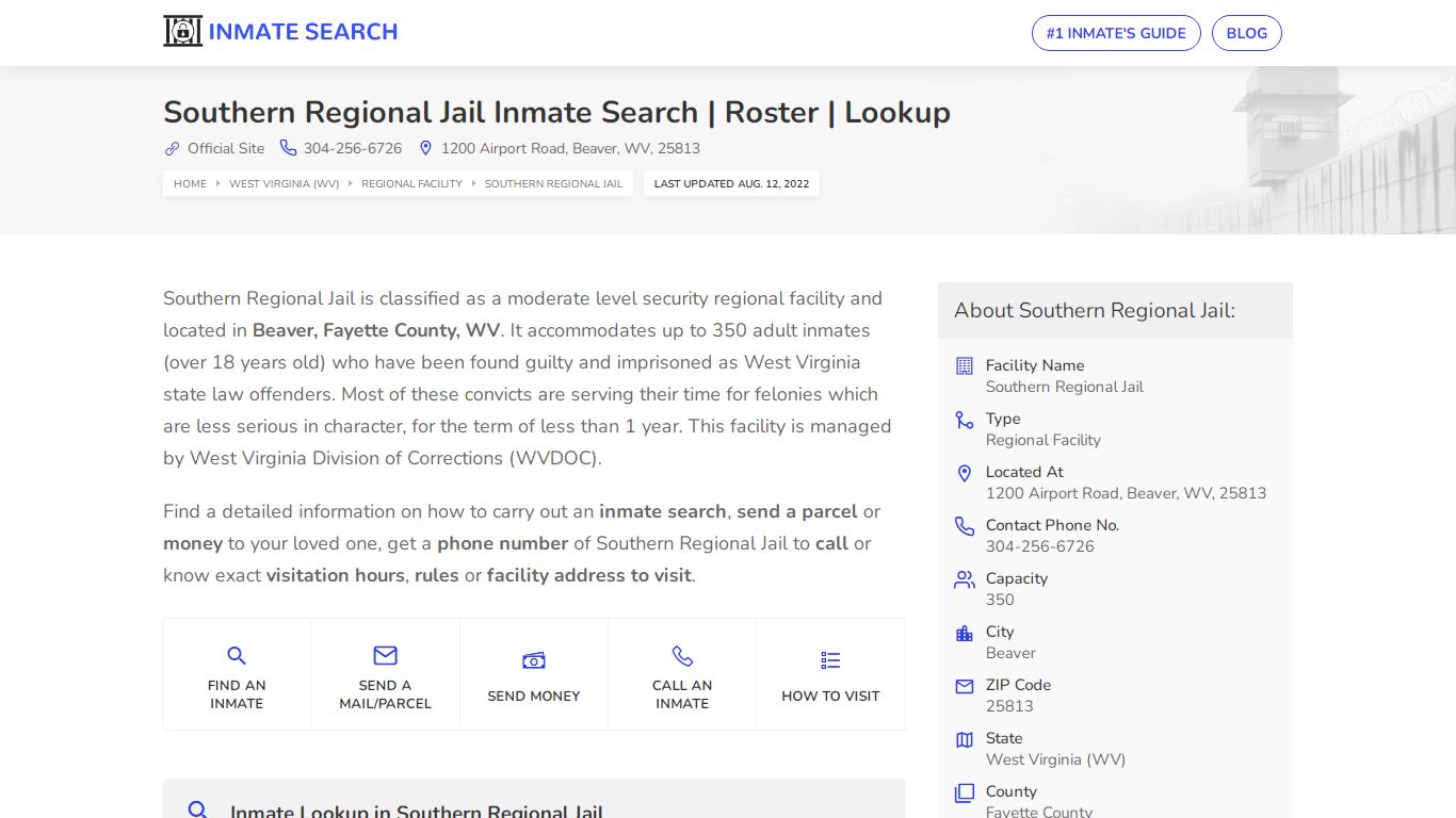 Southern Regional Jail Inmate Search | Roster | Lookup